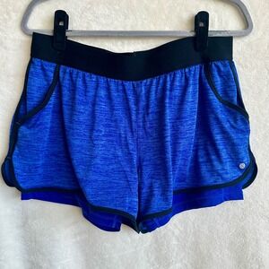 Layers 2-in-one Running Shorts w/ Attached Compression Shorts Size Large Blue